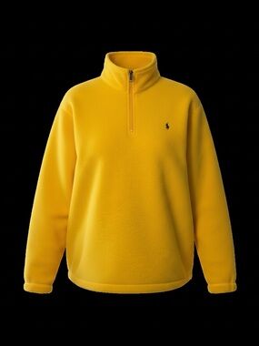 Polo Ralph Lauren Yellow Fleece Quarter Zip Pullover Adjustable Hem Size L